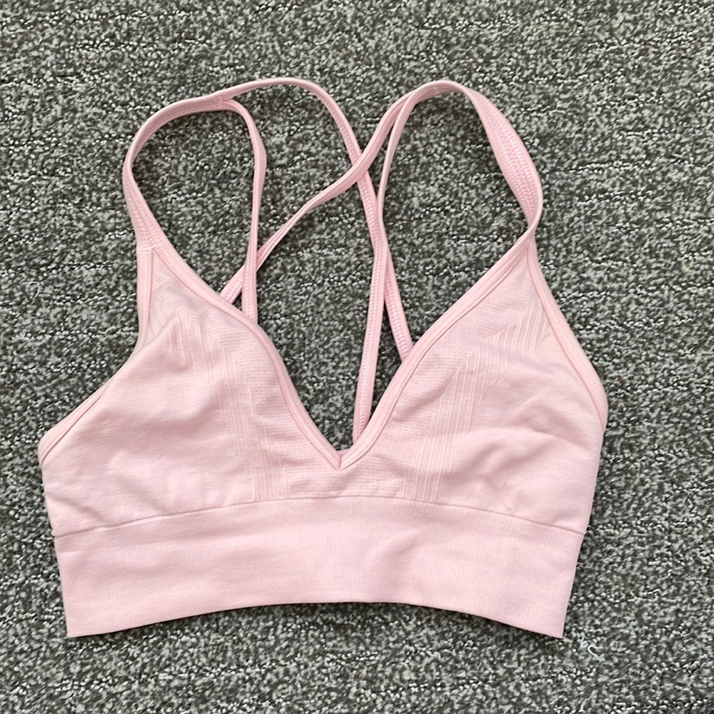 Baby pink lululemon v neck sports bra